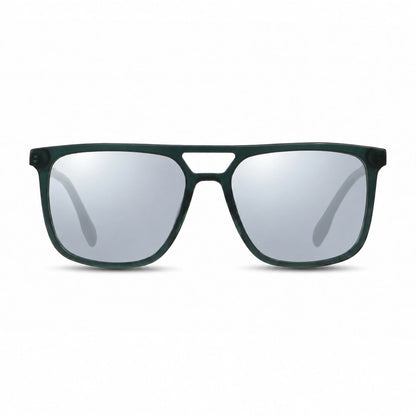 Lentes de sol Fiore 10177 Verde con cristal espejado silver polarizado UV400, vista frontal para hombre y mujer #color_espejado-silver #foto_frontal