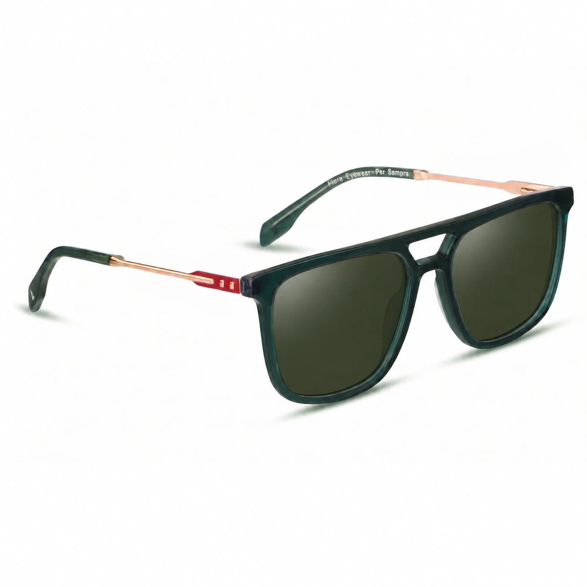 Lentes de sol Fiore 10177 Verde con cristal G15 polarizado UV400, vista en tres cuartos para hombre y mujer #color_g15