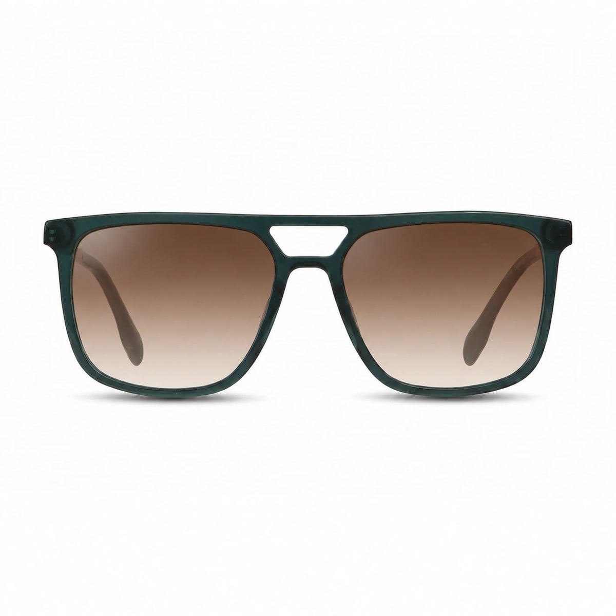 Lentes de sol Fiore 10177 Verde con cristal gradiente café polarizado UV400, vista frontal para hombre y mujer #color_gradiente-cafe #foto_frontal