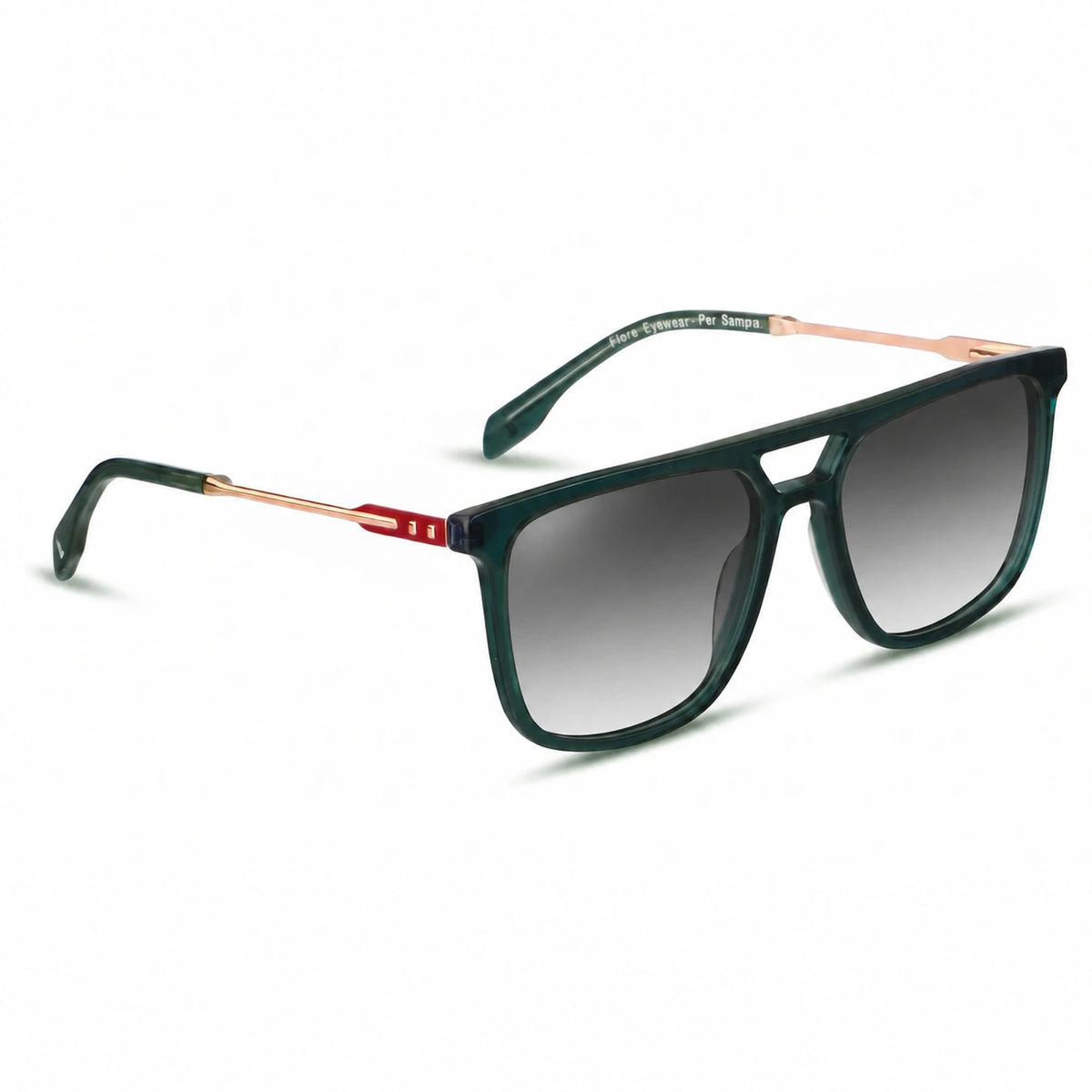 Lentes de sol Fiore 10177 Verde con cristal gradiente gris polarizado UV400, vista en tres cuartos para hombre y mujer #color_gradiente-gris