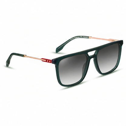 Lentes de sol Fiore 10177 Verde con cristal gradiente gris polarizado UV400, vista en tres cuartos para hombre y mujer #color_gradiente-gris