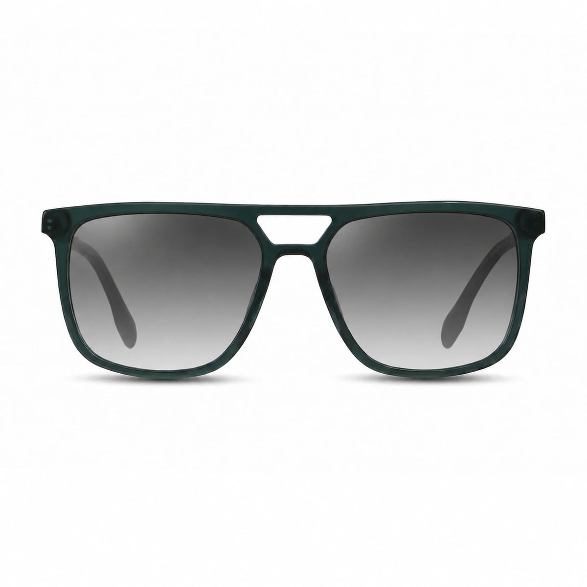 Lentes de sol Fiore 10177 Verde con cristal gradiente gris polarizado UV400, vista frontal para hombre y mujer #color_gradiente-gris #foto_frontal