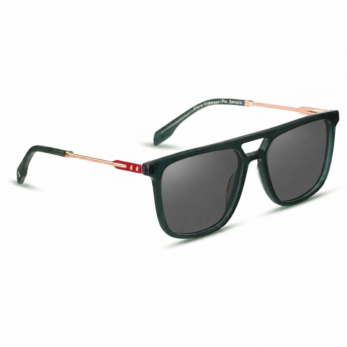 Lentes de sol Fiore 10177 Verde con cristal negro polarizado UV400, vista en tres cuartos para hombre y mujer #color_negro