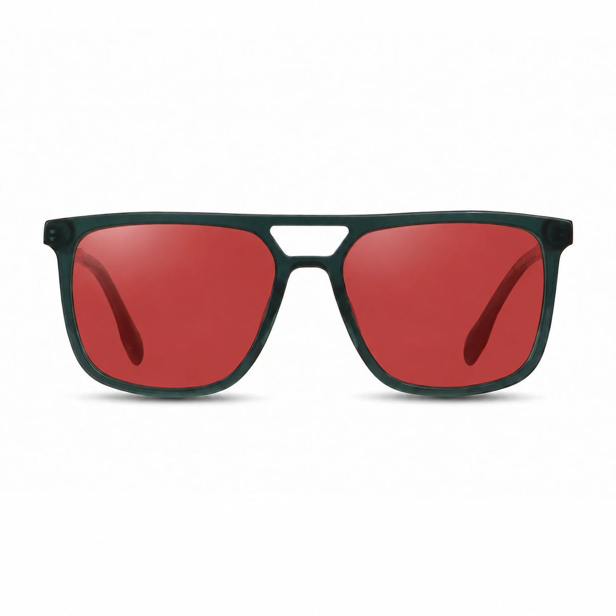 Lentes de sol Fiore 10177 Verde con cristal rojo polarizado UV400, vista frontal para hombre y mujer #color_rojo #foto_frontal
