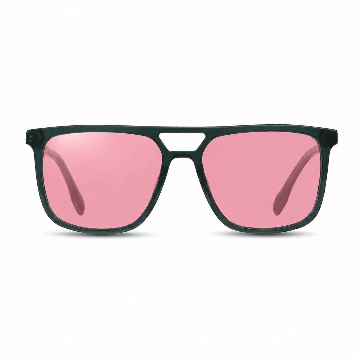 Lentes de sol Fiore 10177 Verde con cristal rosado polarizado UV400, vista frontal para hombre y mujer #color_rosado #foto_frontal