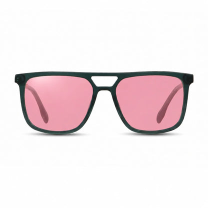 Lentes de sol Fiore 10177 Verde con cristal rosado polarizado UV400, vista frontal para hombre y mujer #color_rosado #foto_frontal