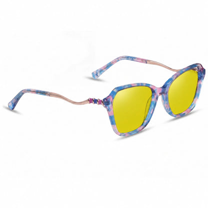 Lentes de sol Fiore 1030 Rosado con cristal amarillo polarizado UV400, vista en tres cuartos para mujer #color_amarillo