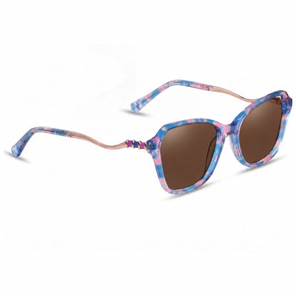 Lentes de sol Fiore 1030 Rosado con cristal café polarizado UV400, vista en tres cuartos para mujer #color_cafe