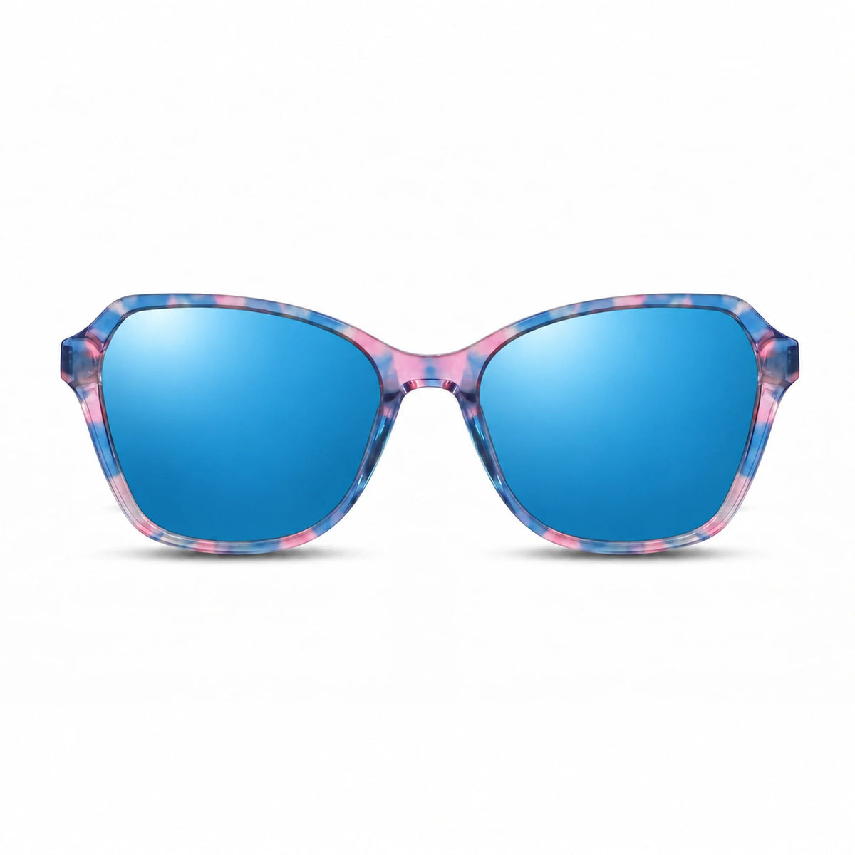 Lentes de sol Fiore 1030 Rosado con cristal espejado azul polarizado UV400, vista frontal para mujer #color_espejado-azul #foto_frontal