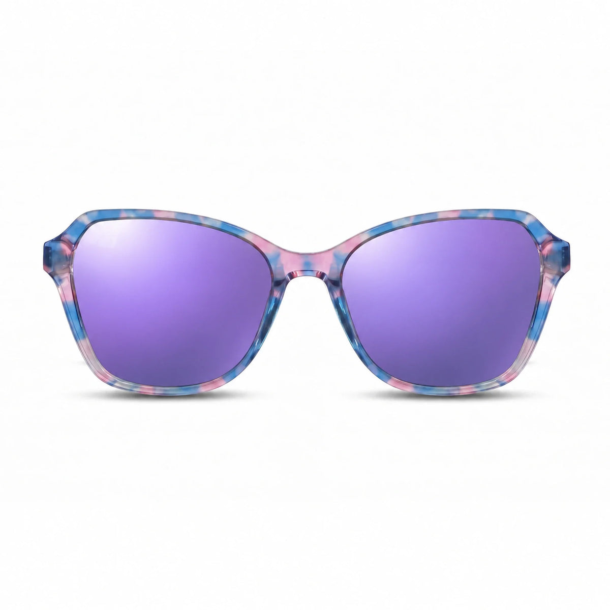 Lentes de sol Fiore 1030 Rosado con cristal espejado morado polarizado UV400, vista frontal para mujer #color_espejado-morado #foto_frontal