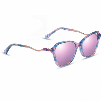 Lentes de sol Fiore 1030 Rosado con cristal espejado rosado polarizado UV400, vista en tres cuartos para mujer #color_espejado-rosado