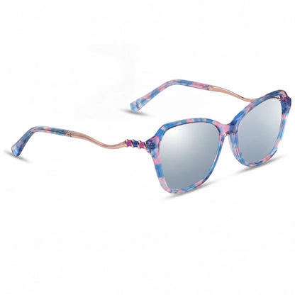 Lentes de sol Fiore 1030 Rosado con cristal espejado silver polarizado UV400, vista en tres cuartos para mujer #color_espejado-silver