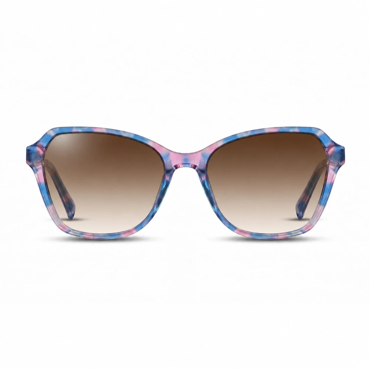 Lentes de sol Fiore 1030 Rosado con cristal gradiente café polarizado UV400, vista frontal para mujer #color_gradiente-cafe #foto_frontal
