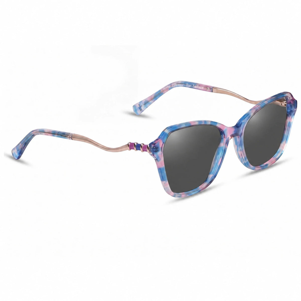 Lentes de sol Fiore 1030 Rosado con cristal negro polarizado UV400, vista en tres cuartos para mujer #color_negro
