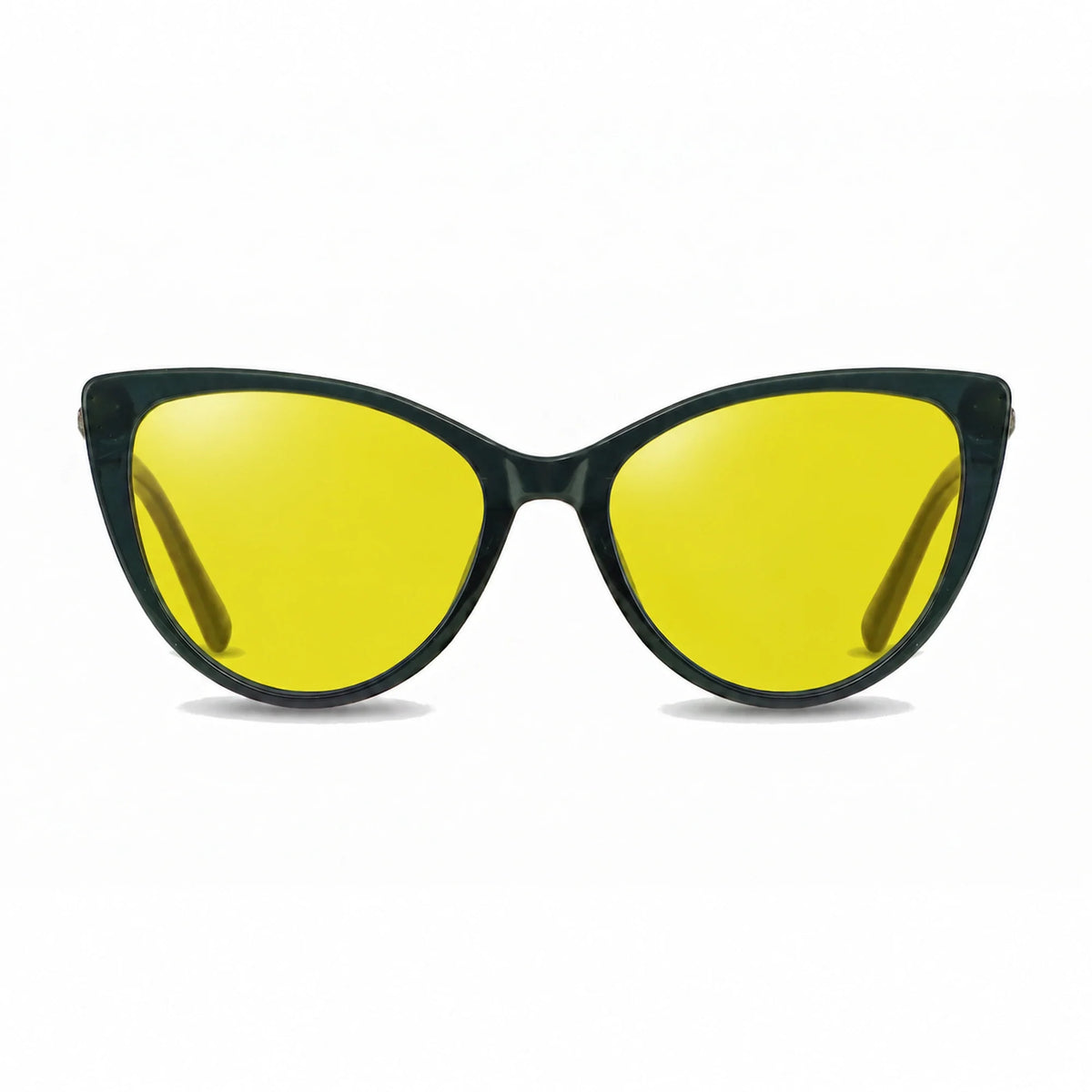 Lentes de sol Fiore 1031 Verde con cristal amarillo polarizado UV400, vista frontal para mujer #color_amarillo #foto_frontal