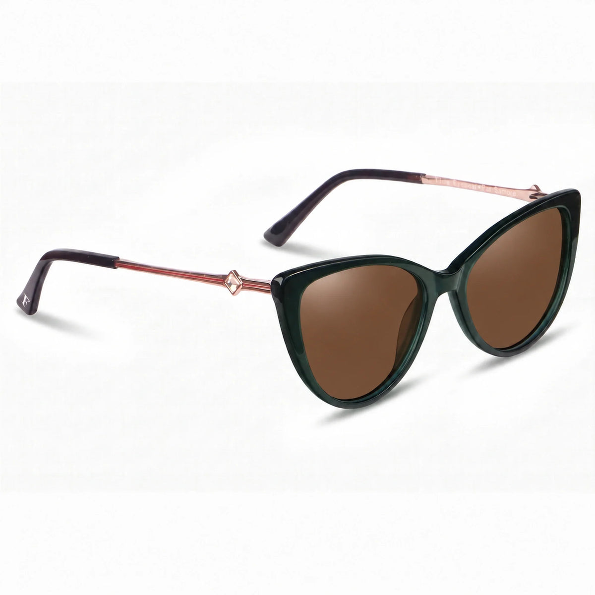 Lentes de sol Fiore 1031 Verde con cristal café polarizado UV400, vista en tres cuartos para mujer #color_cafe