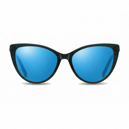 Lentes de sol Fiore 1031 Verde con cristal espejado azul polarizado UV400, vista frontal para mujer #color_espejado-azul #foto_frontal
