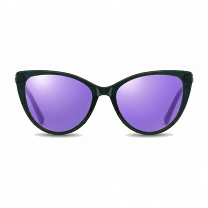 Lentes de sol Fiore 1031 Verde con cristal espejado morado polarizado UV400, vista frontal para mujer #color_espejado-morado #foto_frontal