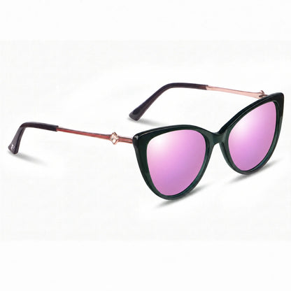 Lentes de sol Fiore 1031 Verde con cristal espejado rosado polarizado UV400, vista en tres cuartos para mujer #color_espejado-rosado