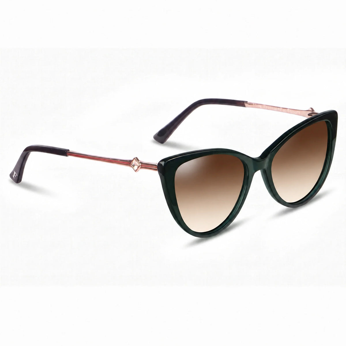 Lentes de sol Fiore 1031 Verde con cristal gradiente café polarizado UV400, vista en tres cuartos para mujer #color_gradiente-cafe