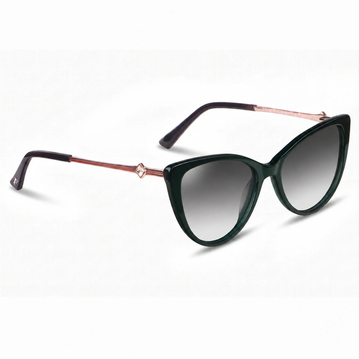 Lentes de sol Fiore 1031 Verde con cristal gradiente gris polarizado UV400, vista en tres cuartos para mujer #color_gradiente-gris