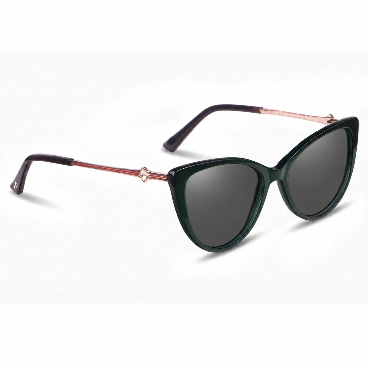 Lentes de sol Fiore 1031 Verde con cristal negro polarizado UV400, vista en tres cuartos para mujer #color_negro
