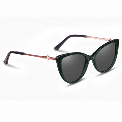 Lentes de sol Fiore 1031 Verde con cristal negro polarizado UV400, vista en tres cuartos para mujer #color_negro