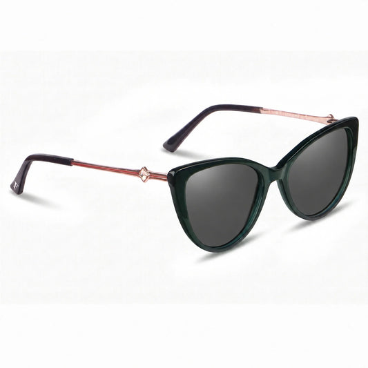 Lentes de sol Fiore 1031 Verde con cristal negro polarizado UV400, vista en tres cuartos para mujer #color_negro