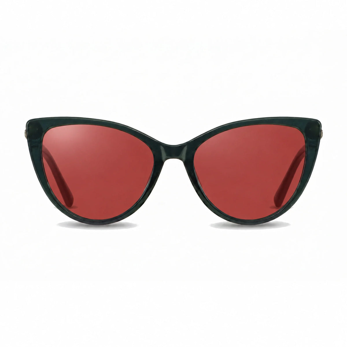 Lentes de sol Fiore 1031 Verde con cristal rojo polarizado UV400, vista frontal para mujer #color_rojo #foto_frontal