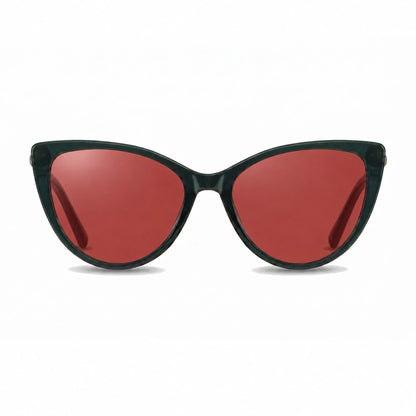 Lentes de sol Fiore 1031 Verde con cristal rojo polarizado UV400, vista frontal para mujer #color_rojo #foto_frontal