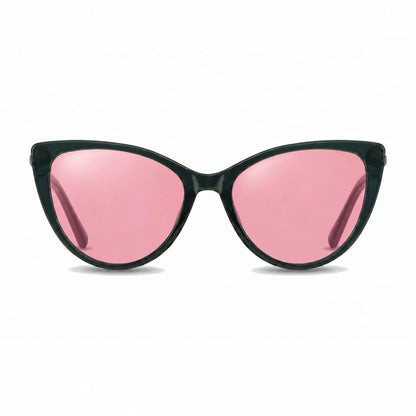 Lentes de sol Fiore 1031 Verde con cristal rosado polarizado UV400, vista frontal para mujer #color_rosado #foto_frontal