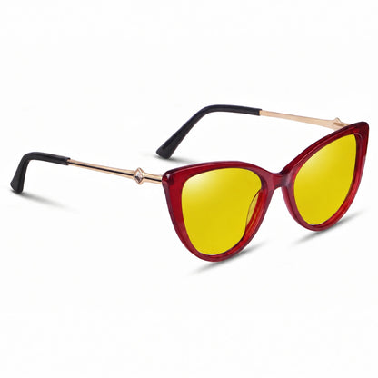 Lentes de sol Fiore 1031 Rojo con cristal amarillo polarizado UV400, vista en tres cuartos para mujer #color_amarillo