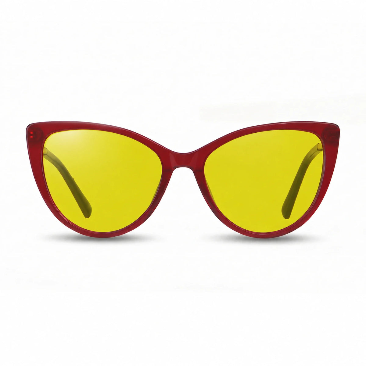Lentes de sol Fiore 1031 Rojo con cristal amarillo polarizado UV400, vista frontal para mujer #color_amarillo #foto_frontal