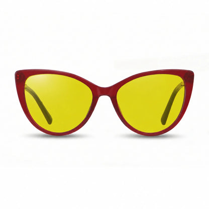 Lentes de sol Fiore 1031 Rojo con cristal amarillo polarizado UV400, vista frontal para mujer #color_amarillo #foto_frontal