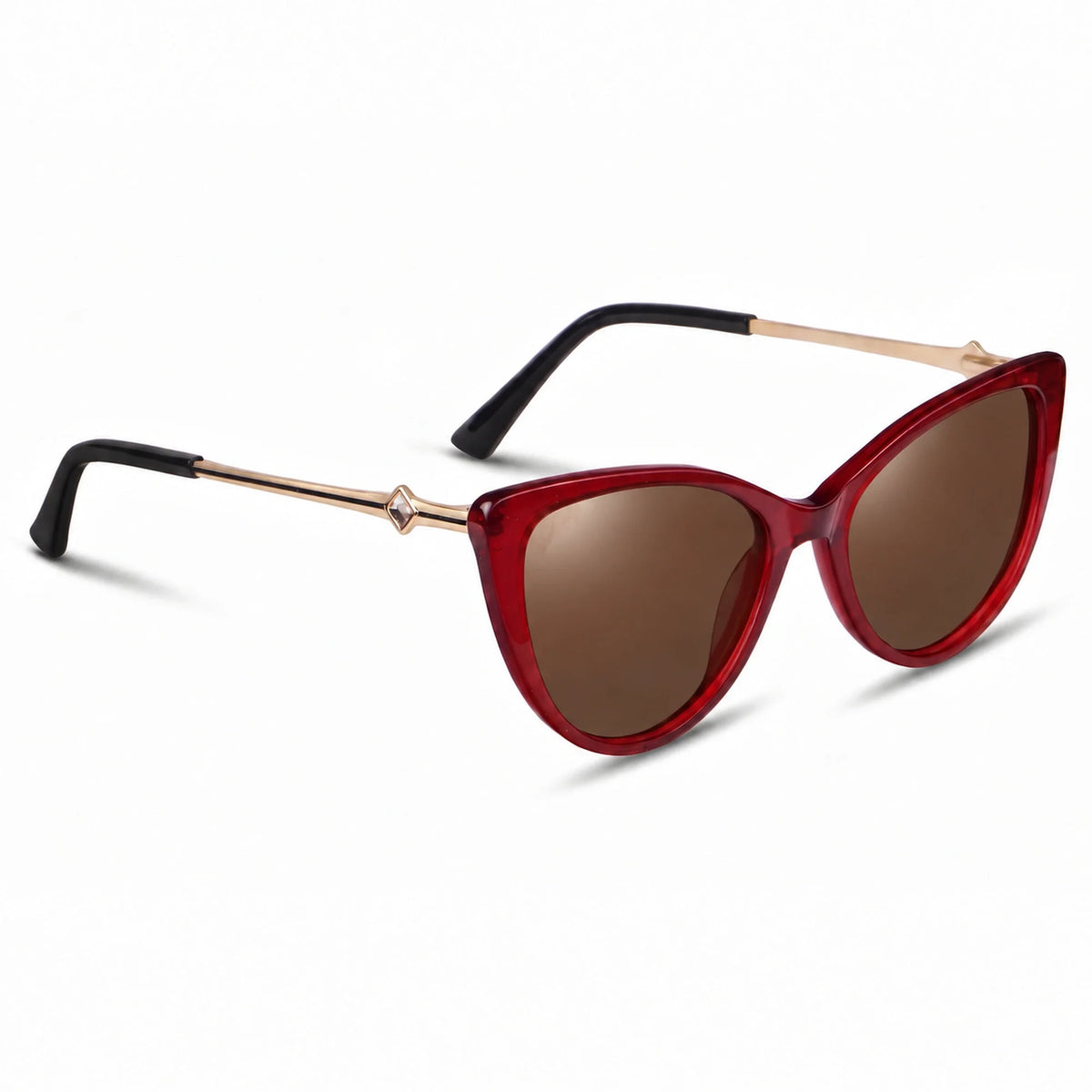 Lentes de sol Fiore 1031 Rojo con cristal café polarizado UV400, vista en tres cuartos para mujer #color_cafe