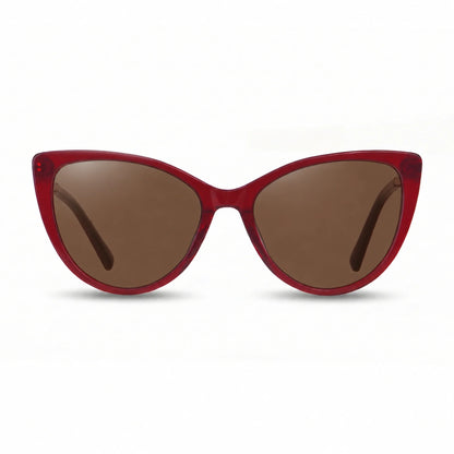 Lentes de sol Fiore 1031 Rojo con cristal café polarizado UV400, vista frontal para mujer #color_cafe #foto_frontal