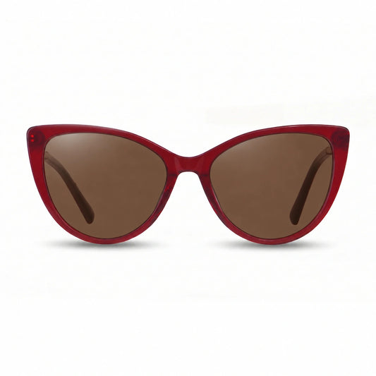 Lentes de sol Fiore 1031 Rojo con cristal café polarizado UV400, vista frontal para mujer #color_cafe #foto_frontal
