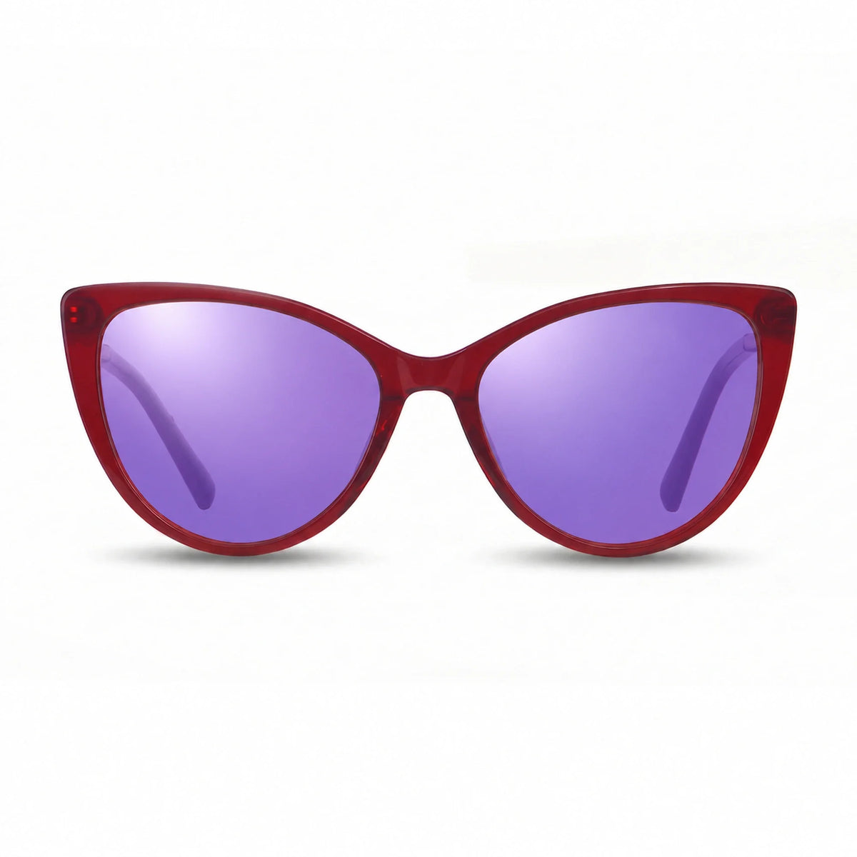 Lentes de sol Fiore 1031 Rojo con cristal espejado morado polarizado UV400, vista frontal para mujer #color_espejado-morado #foto_frontal