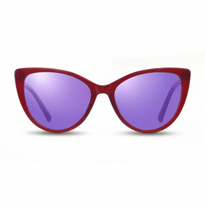 Lentes de sol Fiore 1031 Rojo con cristal espejado morado polarizado UV400, vista frontal para mujer #color_espejado-morado #foto_frontal