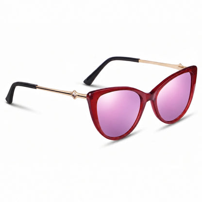 Lentes de sol Fiore 1031 Rojo con cristal espejado rosado polarizado UV400, vista en tres cuartos para mujer #color_espejado-rosado