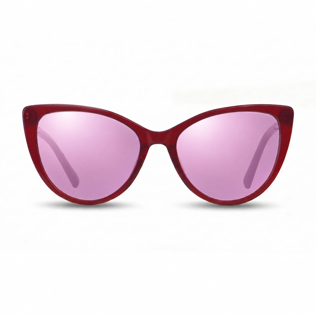 Lentes de sol Fiore 1031 Rojo con cristal espejado rosado polarizado UV400, vista frontal para mujer #color_espejado-rosado #foto_frontal