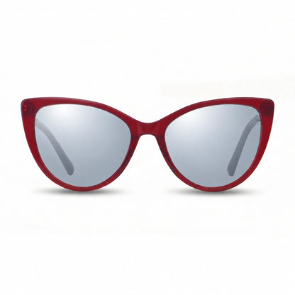 Lentes de sol Fiore 1031 Rojo con cristal espejado silver polarizado UV400, vista frontal para mujer #color_espejado-silver #foto_frontal
