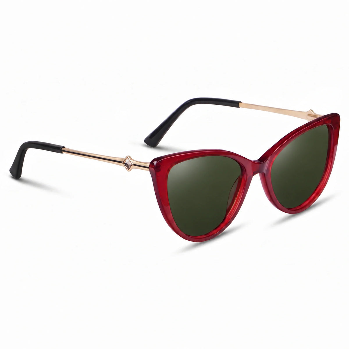 Lentes de sol Fiore 1031 Rojo con cristal G15 polarizado UV400, vista en tres cuartos para mujer #color_g15