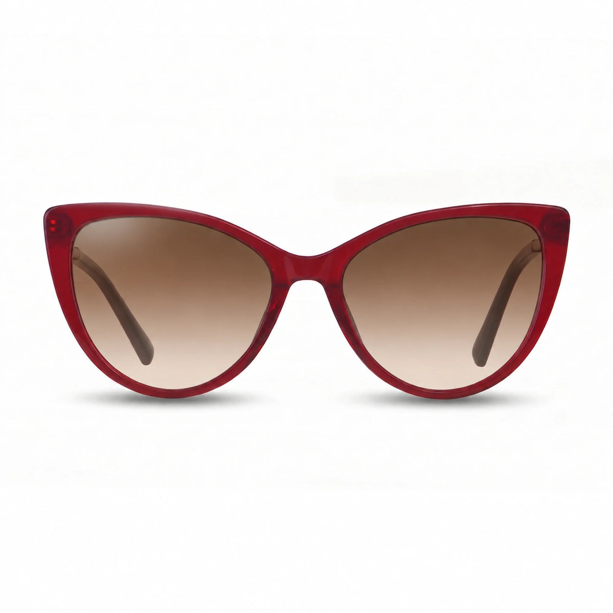 Lentes de sol Fiore 1031 Rojo con cristal gradiente café polarizado UV400, vista frontal para mujer #color_gradiente-cafe #foto_frontal