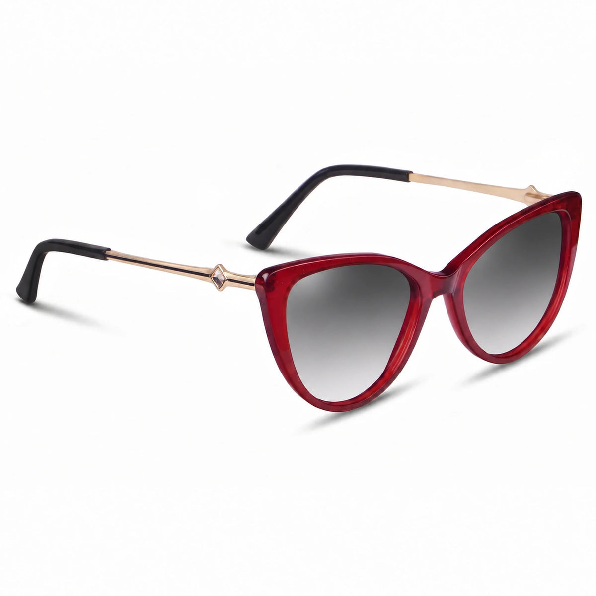 Lentes de sol Fiore 1031 Rojo con cristal gradiente gris polarizado UV400, vista en tres cuartos para mujer #color_gradiente-gris