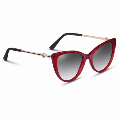 Lentes de sol Fiore 1031 Rojo con cristal gradiente gris polarizado UV400, vista en tres cuartos para mujer #color_gradiente-gris