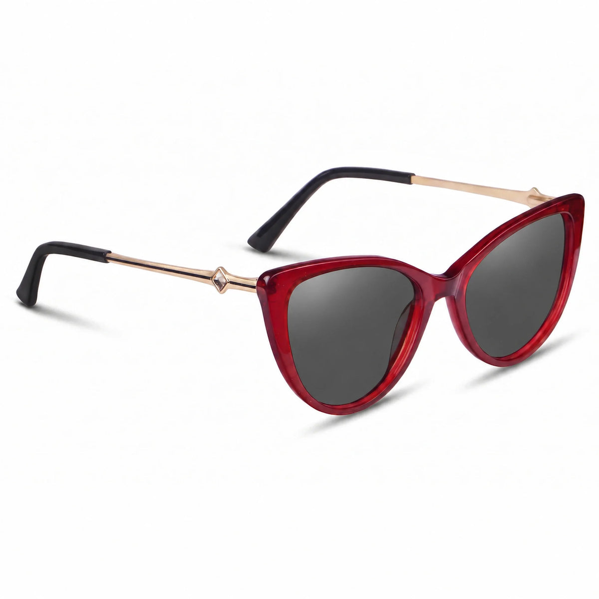 Lentes de sol Fiore 1031 Rojo con cristal negro polarizado UV400, vista en tres cuartos para mujer #color_negro