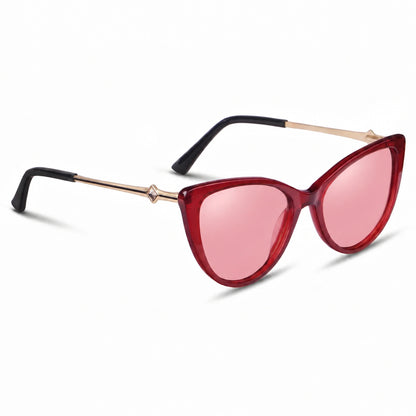 Lentes de sol Fiore 1031 Rojo con cristal rosado polarizado UV400, vista en tres cuartos para mujer #color_rosado