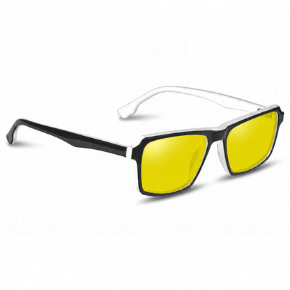 Lentes de sol Fiore 1038 Blanco con cristal amarillo polarizado UV400, vista en tres cuartos para hombre y mujer #color_amarillo