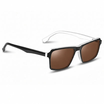 Lentes de sol Fiore 1038 Blanco con cristal café polarizado UV400, vista en tres cuartos para hombre y mujer #color_cafe